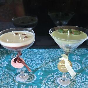 Expresso Martini Glass Candle And Dirty Martini Glass Candle